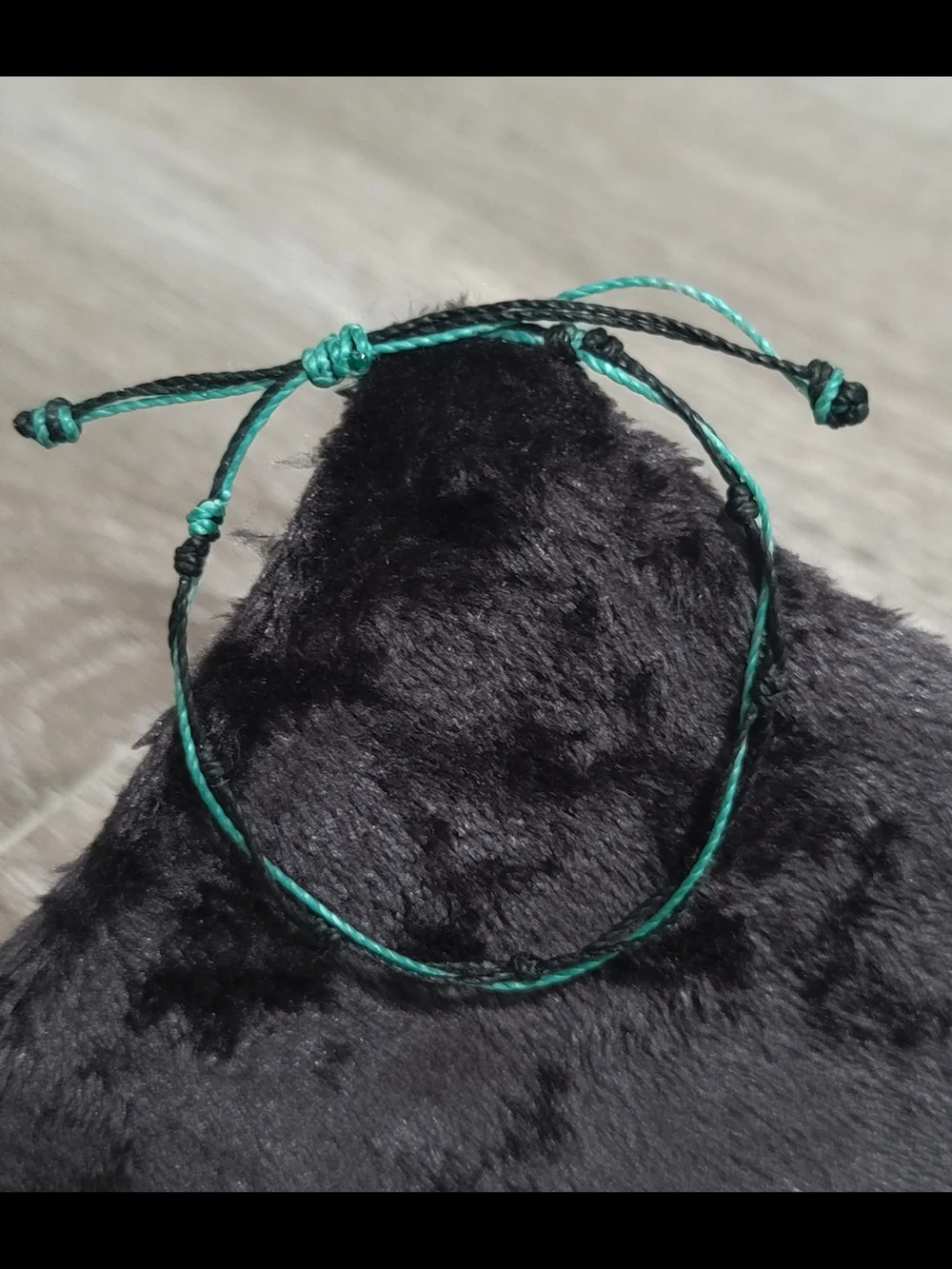 Adjustable Green and Black Braided Cord Bracelet